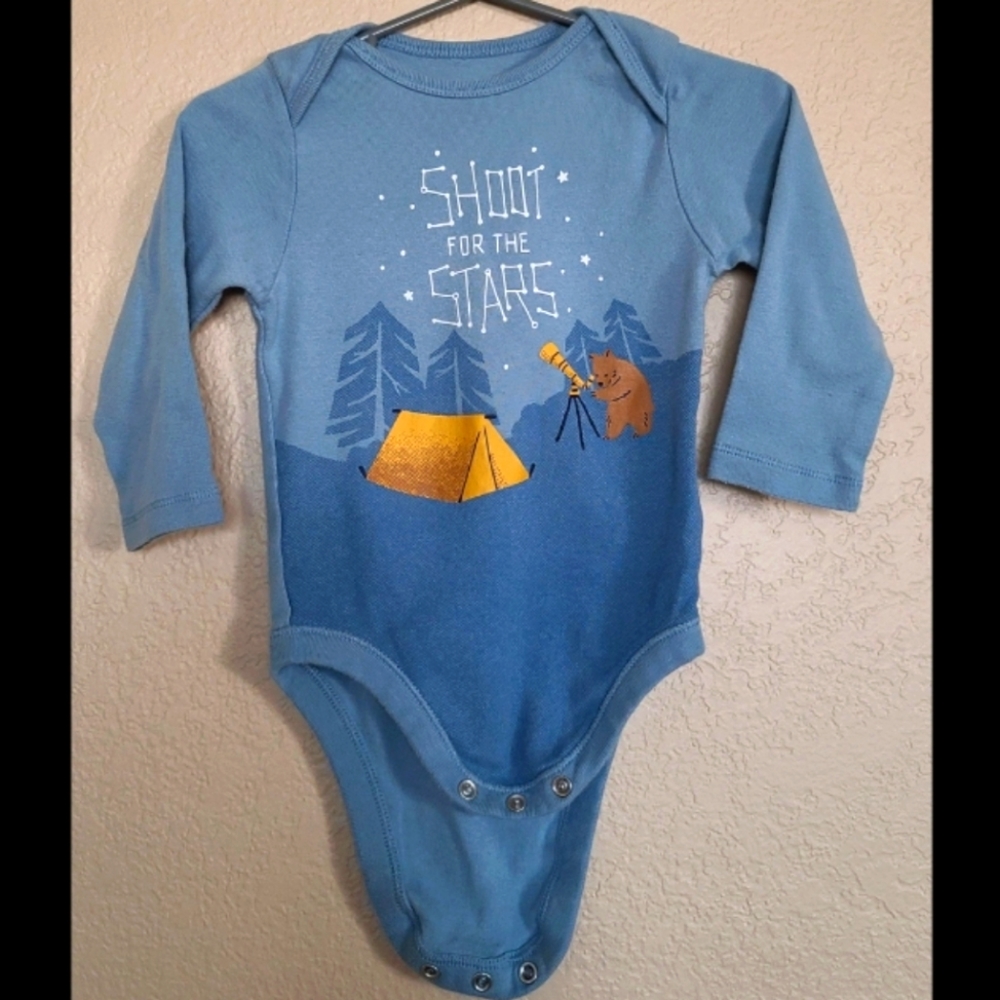 Old Navy, Blue Long Sleeve Bodysuit, 12-18 Months